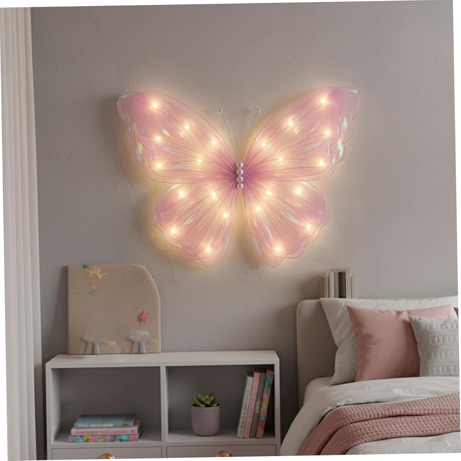 5Pcs 19.7 Inch Giant Mesh Butterfly with Lights, Large Butterfly Decorations for Wedding & Party Decor, Birthday, Baby Shower, Outdoor Garden Decor