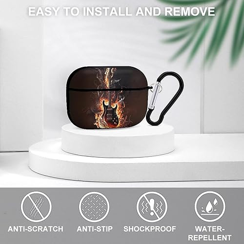 Miniatura 3 de Funda de guitarra eléctrica para Airpods Pro (21 generación) con llavero, funda protectora completa a prueba de golpes, funda rígida de