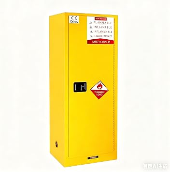 Dangerous Goods Storage Cabinet, Galvanized Steel Adjustable Shelf Chemical Safety Cabinet, 22 Gallon Flammable Storage Cabinet, Yellow, Height 65 Inches x Width 23 Inches x Depth 18 Inches