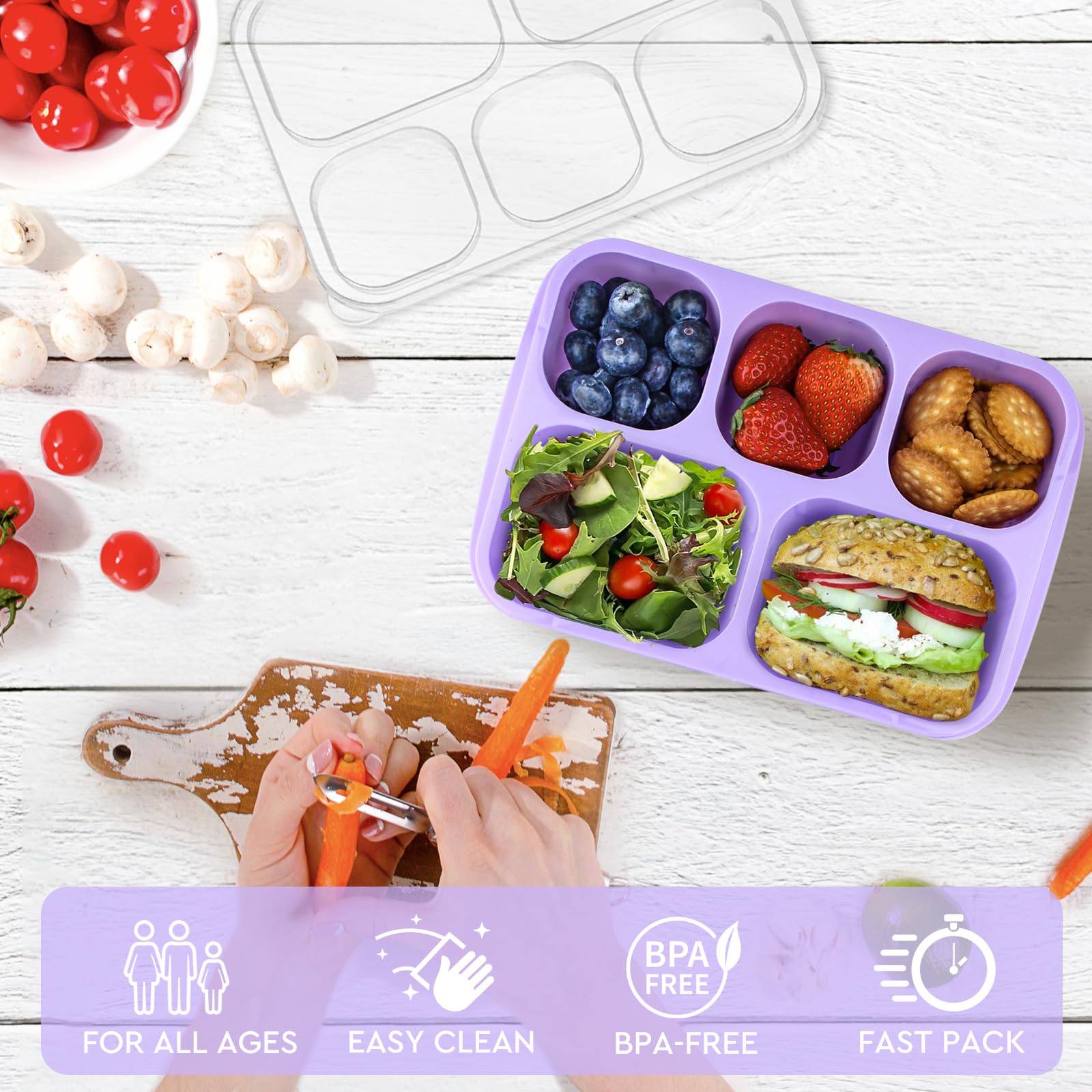 Stackable Bento Box MaMix 5-Compartment Bento Box Set Of 4 - Stackable ...