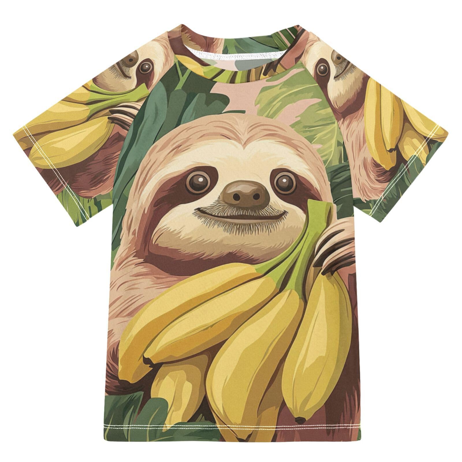 Jucciaco Boys Swimsuit Koala Banana Monstera Sunscreen Kids Sun Rashguard Short Sleeve T-Shirts Swimwear Sets UPF 50+ Multicoloured