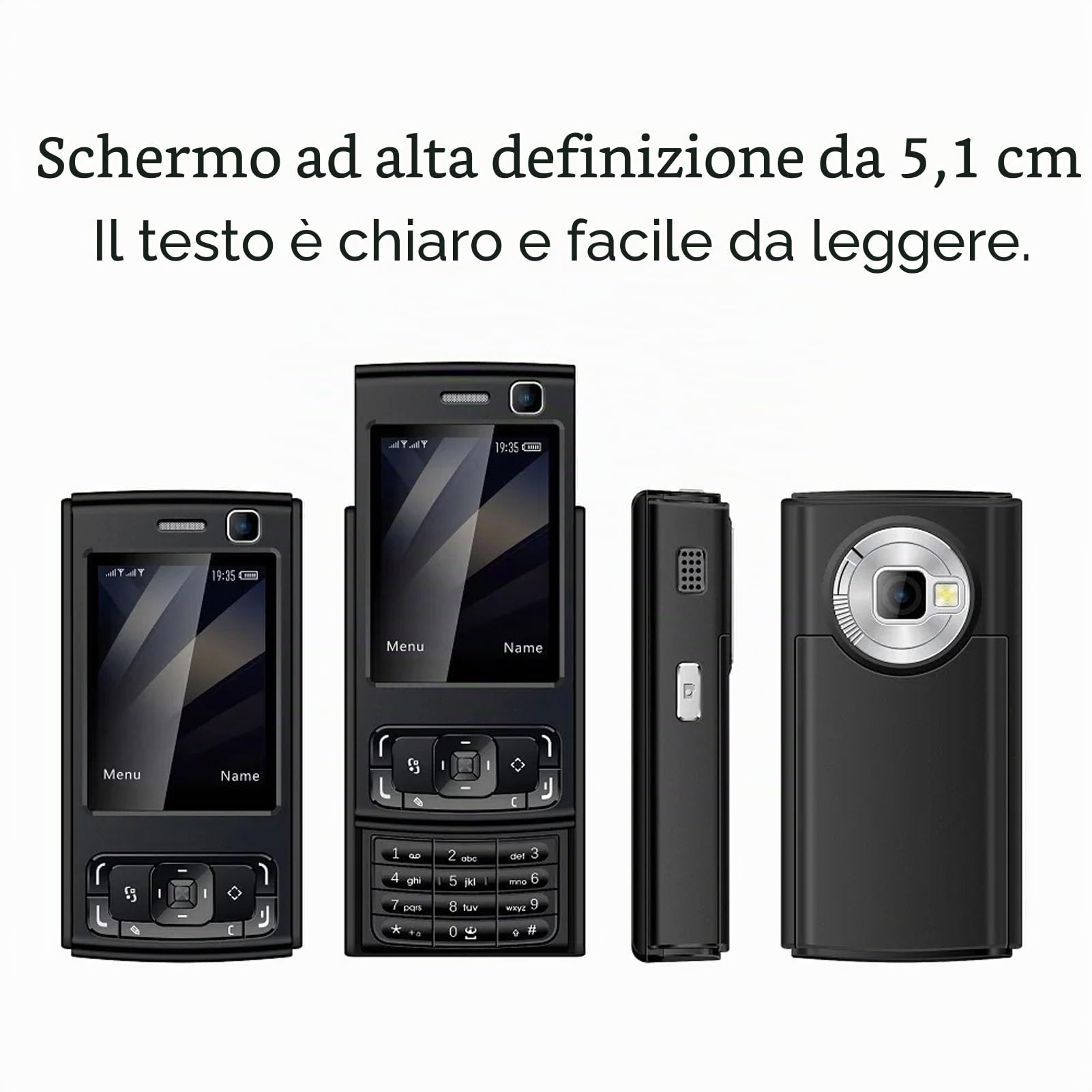 VBESTLIFE Telefono Cursore Sbloccato, Telefono Cellulare GSM 2G con Schermo 2.0 Pollici, 1000 MAh, Altoparlante Ad Alta Voce, Dual Sim, Lettore Musicale, Bluetooth, per Anziani per Bambini (BLACK)