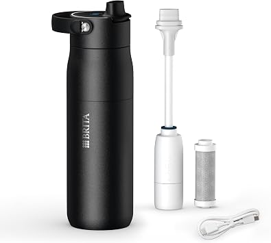 BRITA LARQ iQ Digital Filter Water Bottle Black (680ml) with Hydration Tracking App, Activated Carbon Water Filter & UV-C - neutralises 99.99% bacteria, reduces micro impurities, PFAS & more