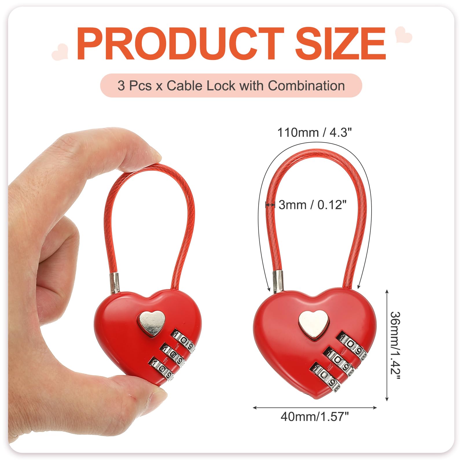 PATIKIL 3 Digit Cable Combination Lock - Image 2