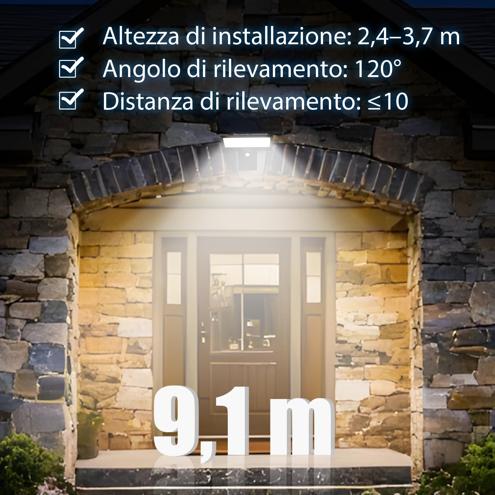 JESLED Luce Solare Esterno, 90 Faretti a LED con Sensore di Movimento, 3 Modalità 2600mAh Lampada con Telecomando, 3 Colori