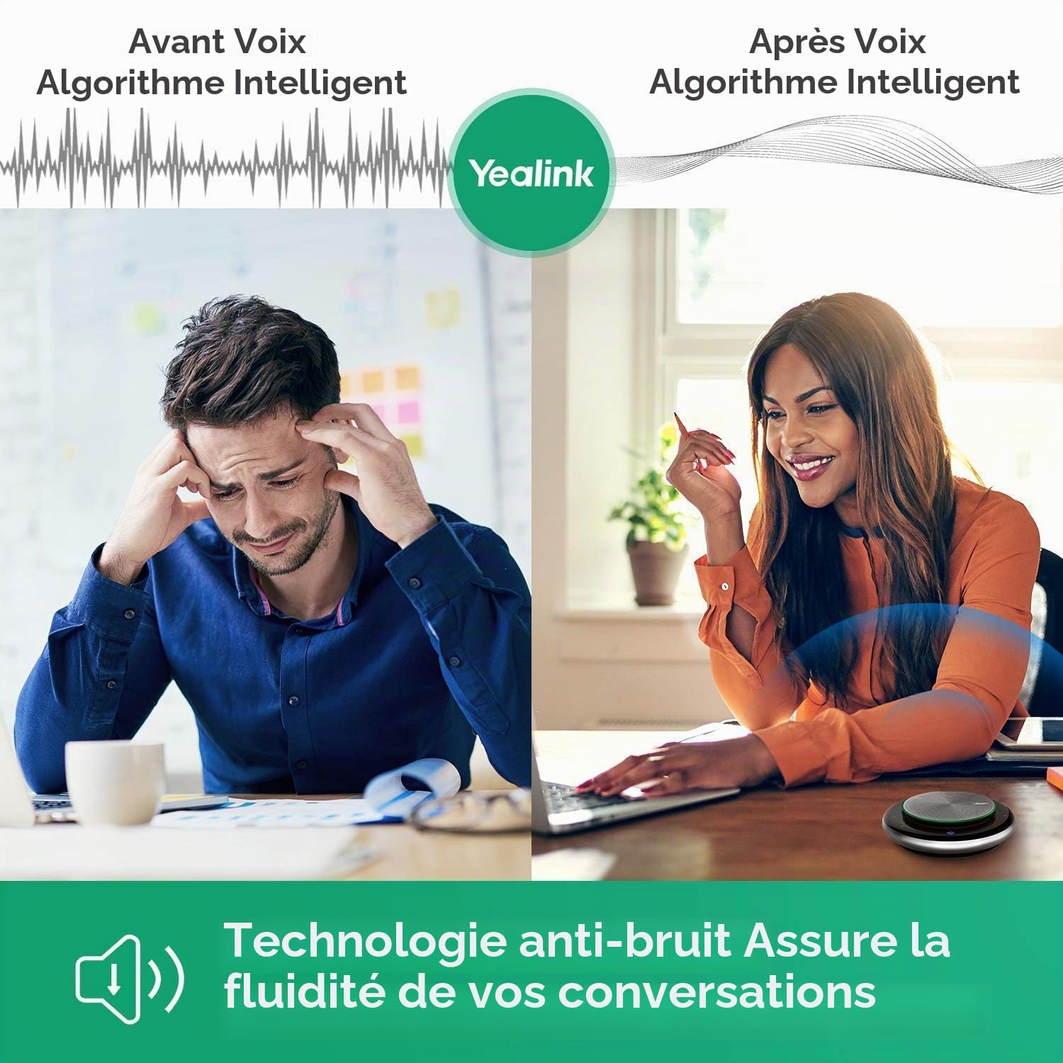 Yealink Haut-Parleur pour Conférence CP700 Certifié Teams,Enceinte Portable Bluetooth USB A,Conférence Microphone,Connexion avec Ordinateurs Portables, Smartphones et tablettes