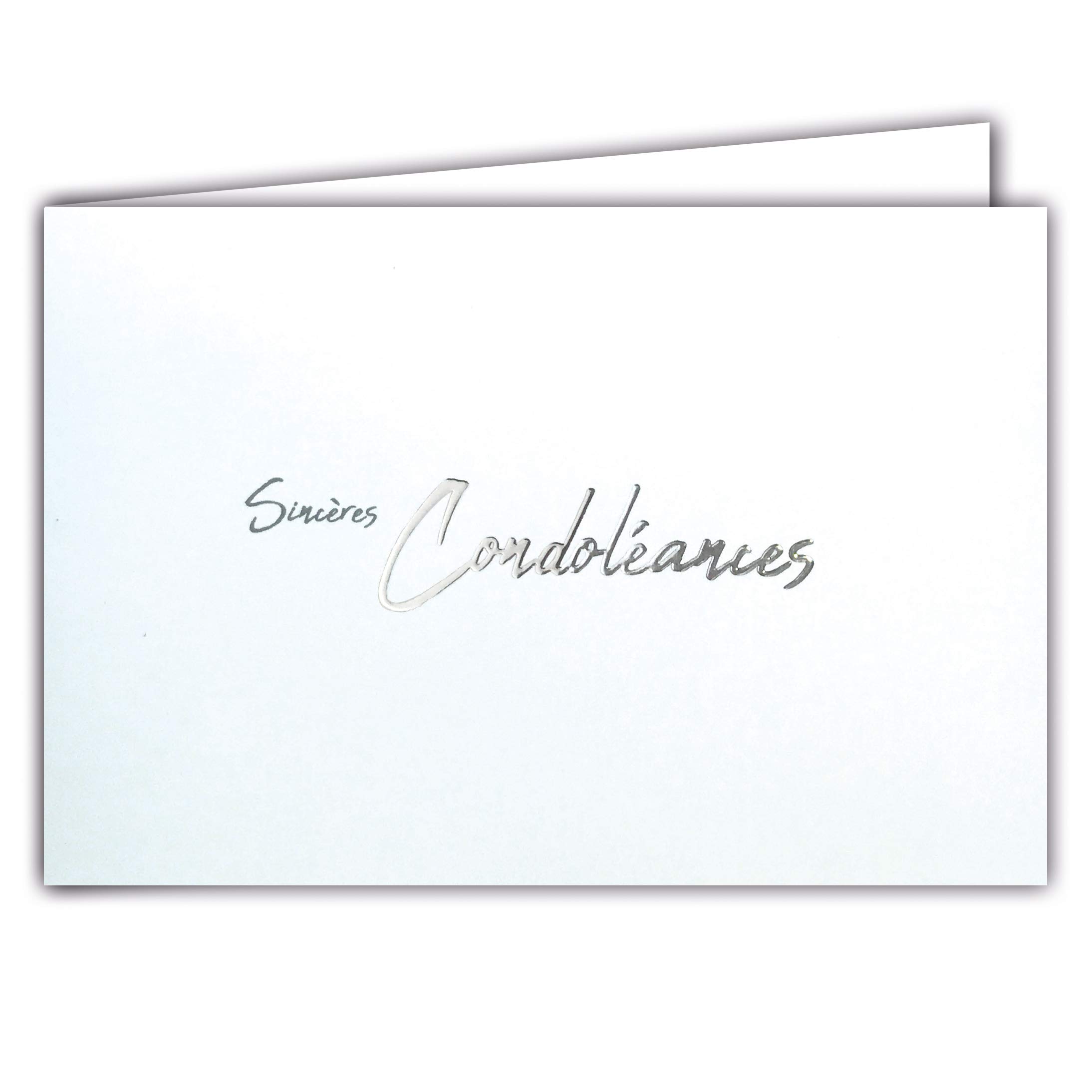 Afie 64-1065 Condolence Inserts Card Shiny Silver on White Background Delivered with White Envelope Card Format Closed 17 x 11.5 cm