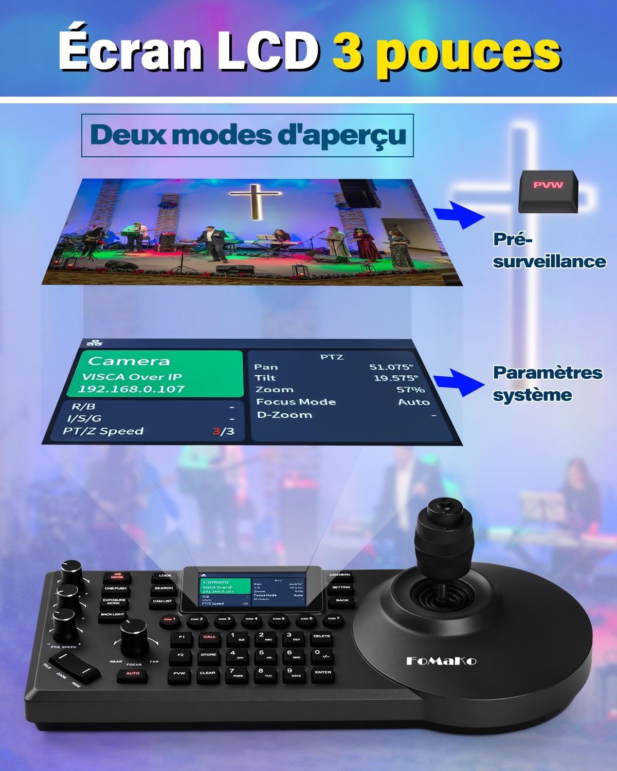 FoMaKo BN302 Ensemble de Caméra PTZ NDI HX3, 30x Zoom Optique, Suivi-Automatique IA 1080P 60ips avec 3G-SDI HDMI USB3.0 LAN(NDI|HX3, NDI6, PoE), 2*Caméra 30x Zoom NDI + 1* Contrôleur PTZ NDI