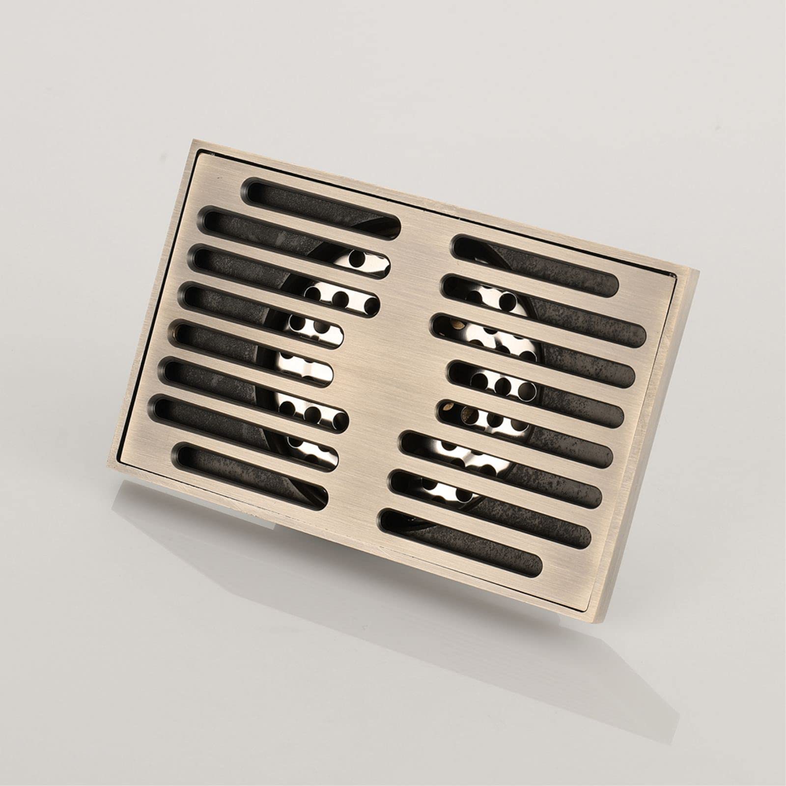 Siphon de Douche rectangulaire en Laiton à Grand débit, 140 x 90 mm, avec Couvercle Amovible, en Acier Inoxydable et Bronze