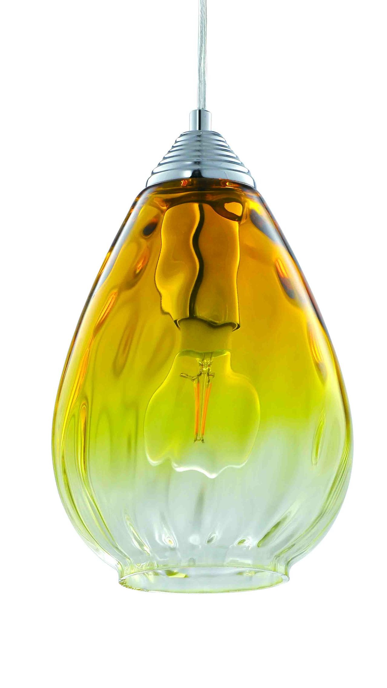 Modern Gradient Coloured Hanging Pendant Light Glass Lamp Shade - Yellow Gradient