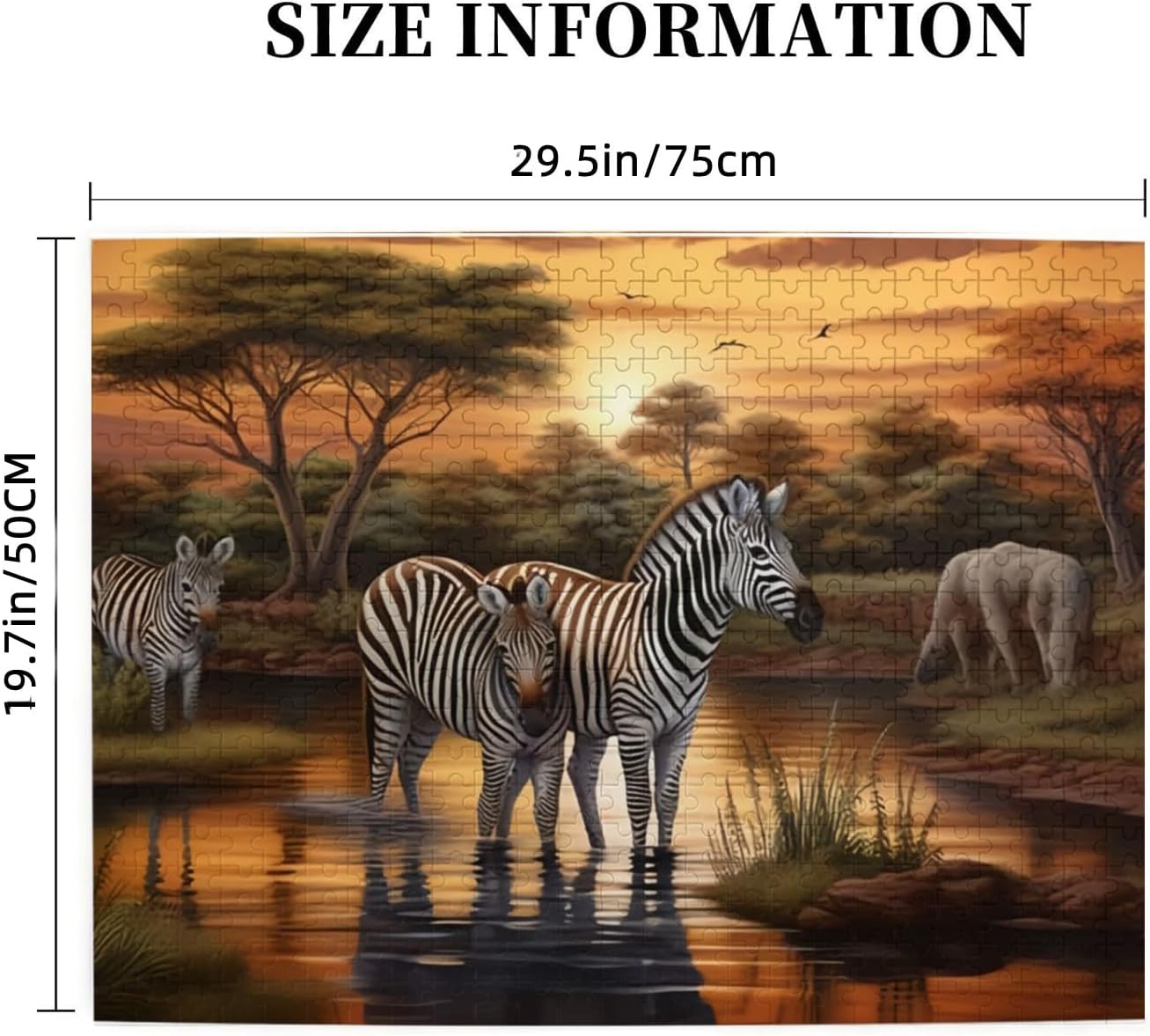 Puzzles for Adults 1000 Pieces Jigsaw Puzzles Zebra African Grassland Formation Wooden DIY Families Toys Gift for Home 29.5 x 19.6 in