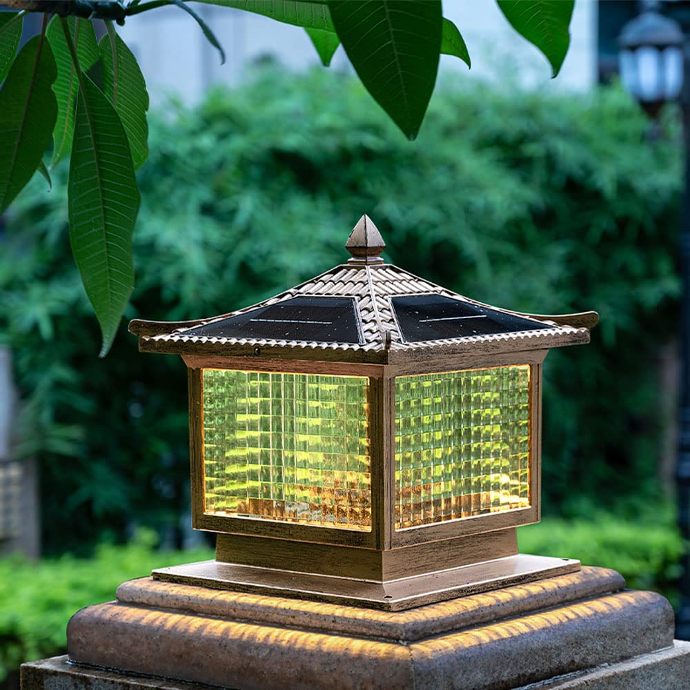Solarna lampa kolumnowa z podstawą E26, wodoodporne szkło aluminiowe, styl retro, do willi, ogrodu, bramy balkonowej