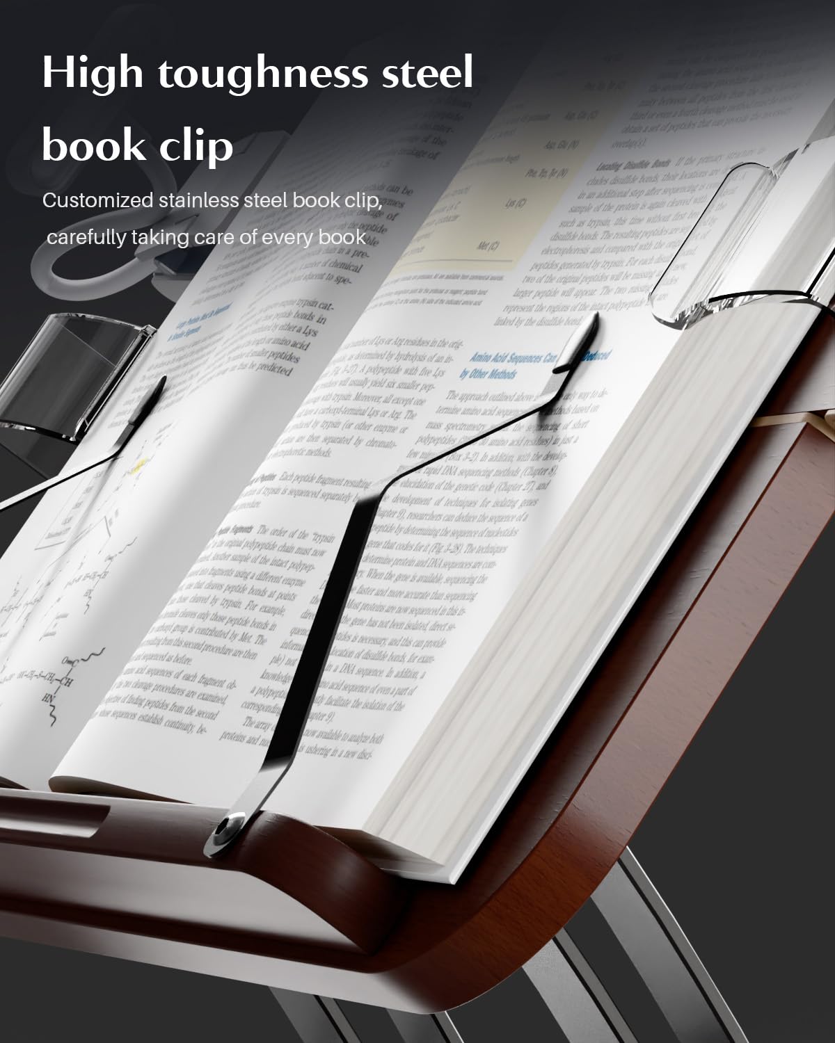 Buchständer mit Licht, aktualisierter verstellbarer Buchhalter mit 360° drehbarem Sockel, faltbarer Kochbuchständer, Rezeptbuch für Noten, Laptop, Rezept, Lehrbuch, Buchhalter