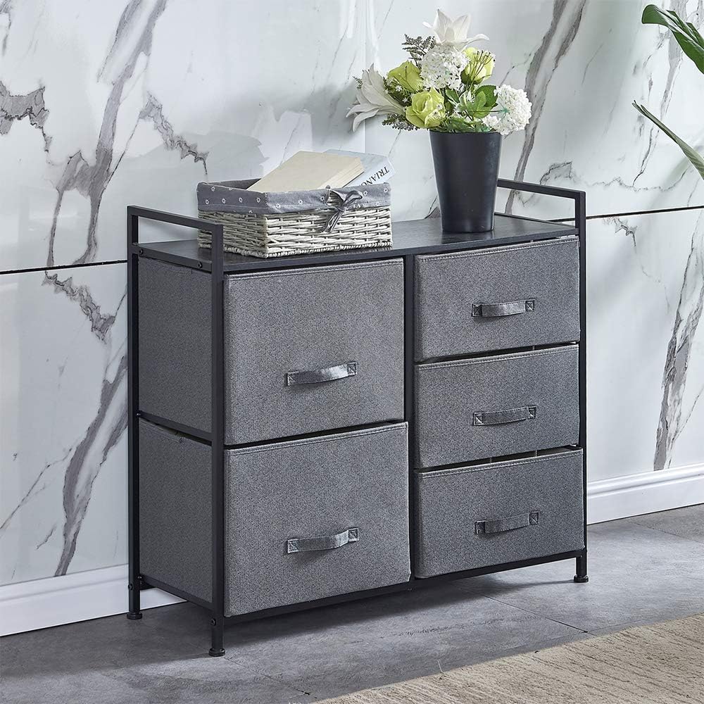 4HOMART Armario de cajones con 5 cajones de tela de fácil extracción con estructura de acero