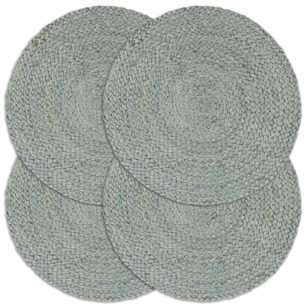 Lot de 4 sets de table ronds en jute tressés à la main, vert olive, 38 cm, pour table à manger, matériau naturel, résistant et peu d'entretien, accessoire unique