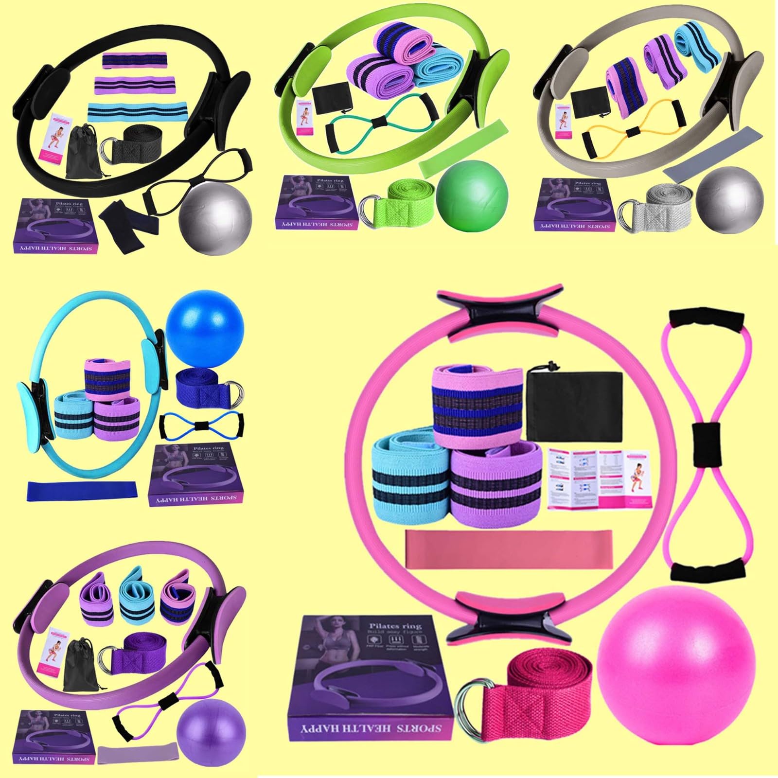 Divers Accessoires Fitness, Yoga Et Pilates GENERIQUE ICB Ensemble De 11 Bandes De Résistance En