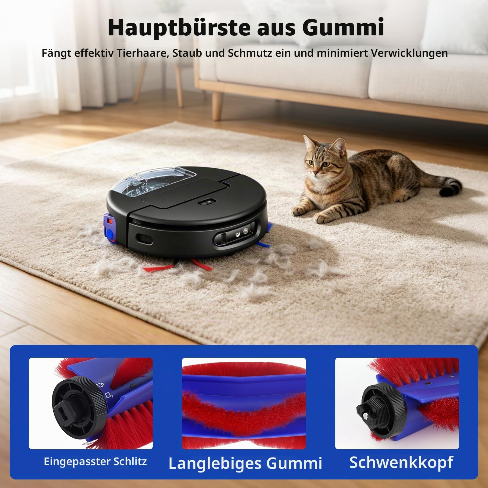 18 Stück Ersatzteile für Dyson Spot+ Scrub AI Roboter-Staubsauger, 2 Hauptbürsten, 2 Rollmopp, 8 Seitenbürsten, 6 HEPA-Filter