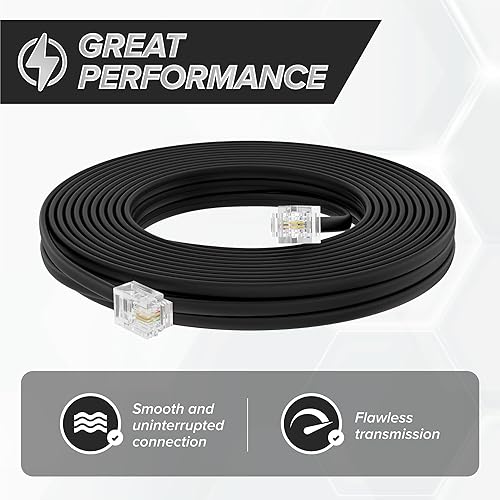 Miniatura 5 de THE CIMPLE CO Phone Line Cord 50 Feet - Modular Telephone Extension Cord 50 Feet - 2 Conductor (2 pin, 1 line) Cable - Works Great with FAX, AIO,