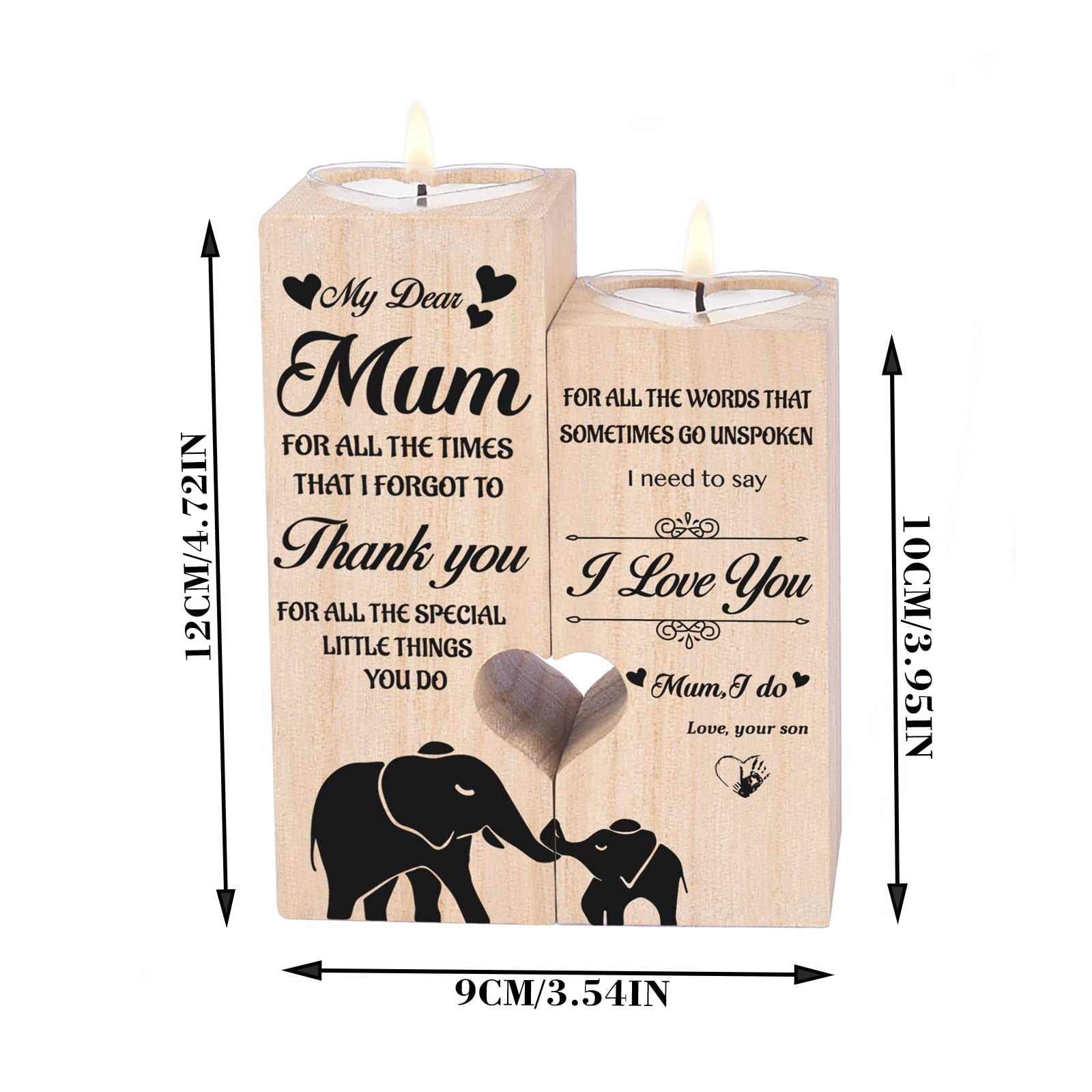 Portacandele In Legno Quadrato Con Incisione Laser, Regalo Per La Mamma Con Frase: 'Mamme Sono Come Candele', Decorazione Casa Ecologica