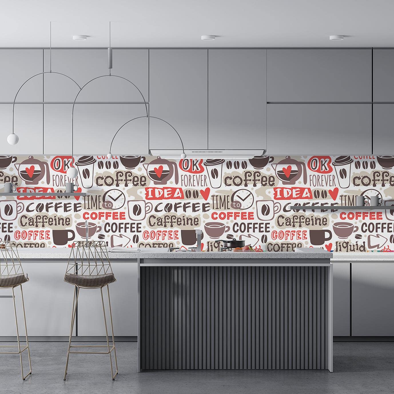 Mutfak Tezgah Arası Folyo Fayans Kaplama Folyosu İdea Coffee 60 x 400