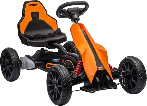 Aosom 12V Electric Go Kart for Kids, Outdoor Ride-On Toy with Forward Backward Drive & Adjustable Speed, Gift for Child 3-8 Years Old, Orange