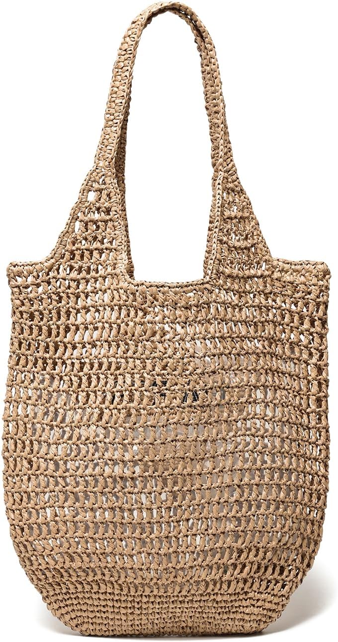 Straw Beach Bags for Women, Large Woven Tote Bag, Summer Shoulder Bag, Hobo Handbag for Vacation, Travel Casual Purse