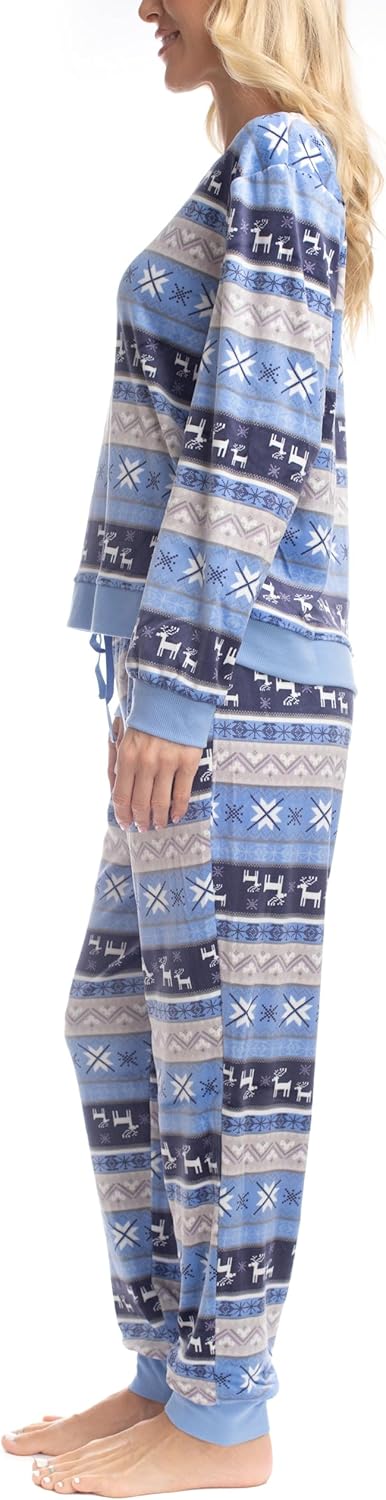 MUK LUKS Women's 2 Piece Pajama Set, Long Sleeve Shirt and Joggers - Silky Velour Mountain Vibes - Pijamas de Mujer - Image 3