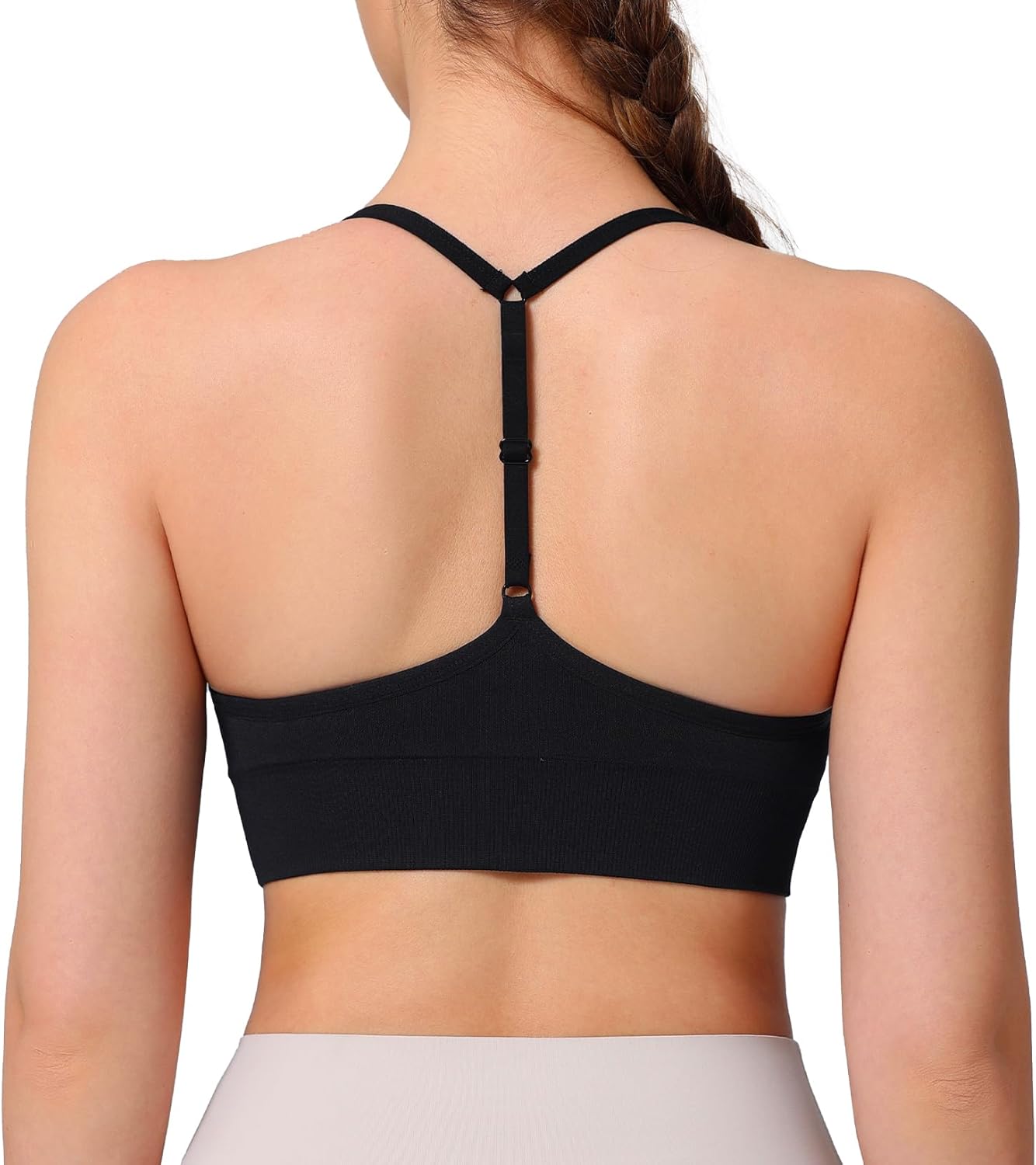 Women's Sports Bras Adjustable Y Back Spaghetti Strap Racerback Padded Wireless Yoga Workout Tops