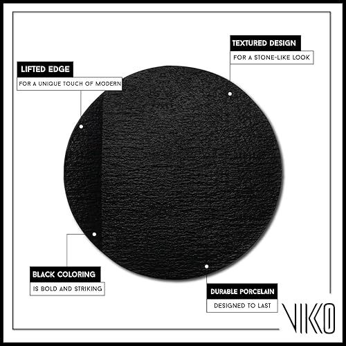 Vikko Platos redondos para cena, juego de 6 elegantes platos negros con borde elevado y superficie texturizada, vajilla elegante de 12.25 pulgadas