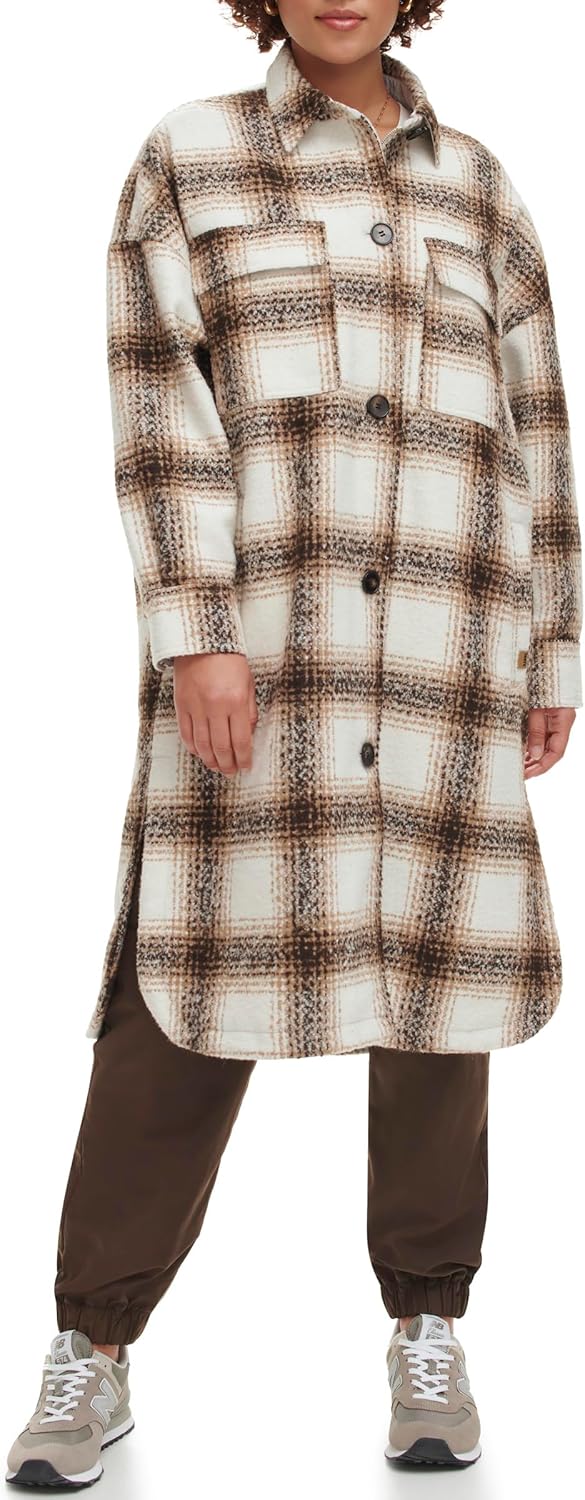 Levi's womens Long Plaid Flannel Shirt Jacket