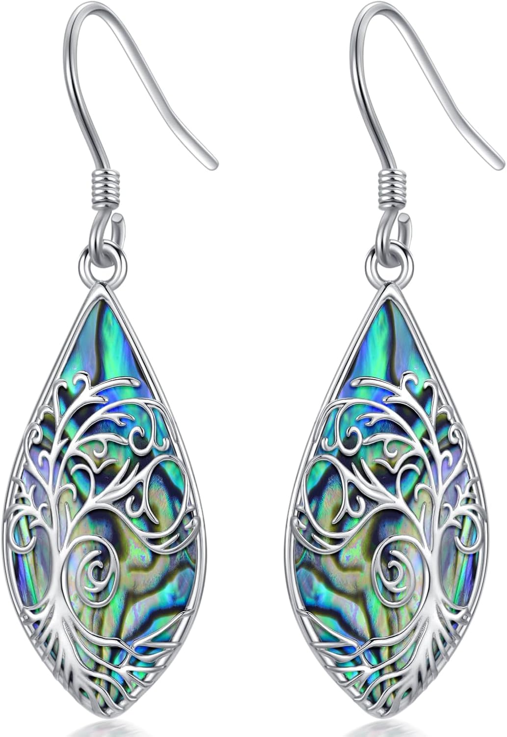 Tree of Life Earrings 925 Sterling Silver Celtic Tree of Life Ear drop with Abalone Shell Dangle Drop Earrings Jewelry Gifts for Women Mom Her