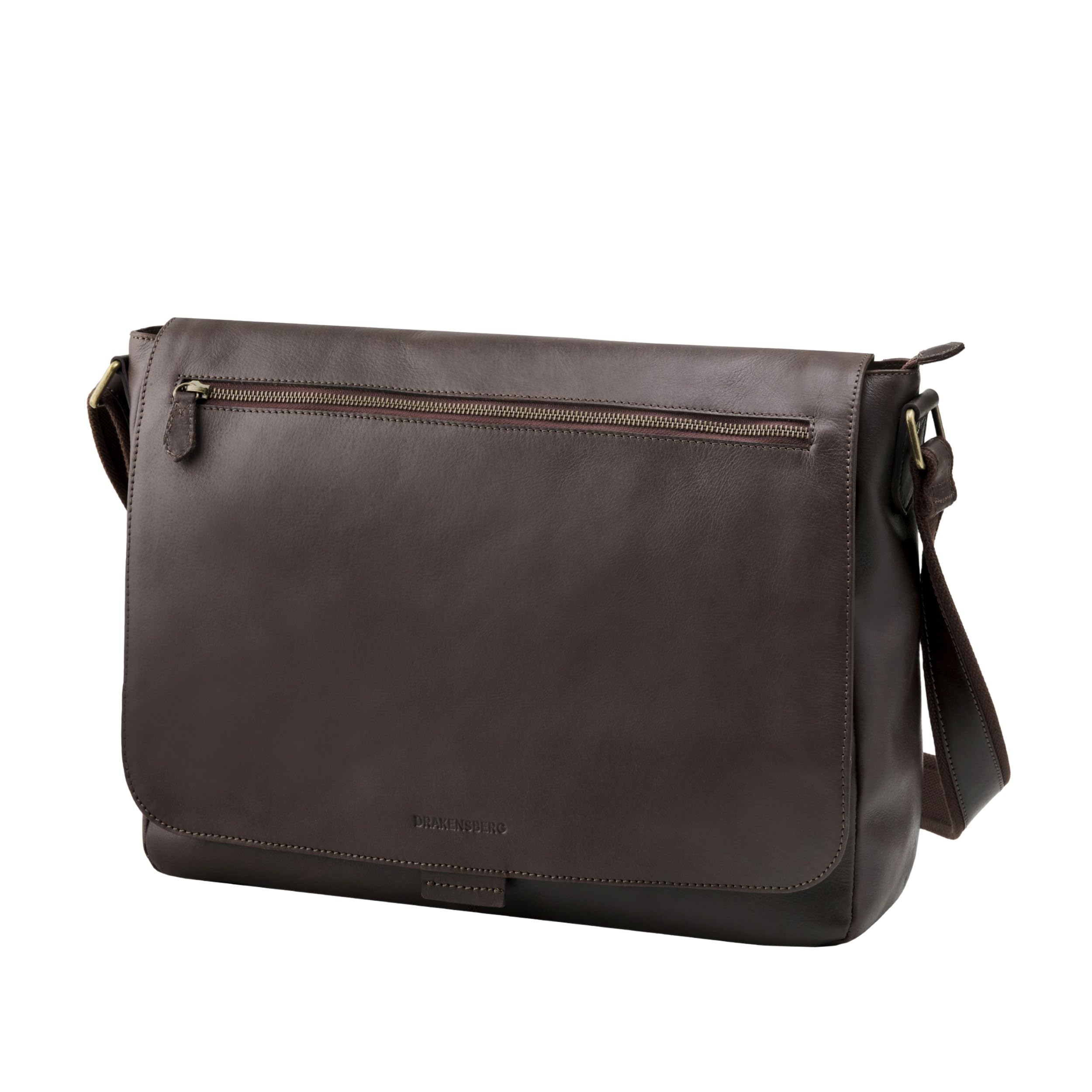 DRAKENSBERG 16" Leder Kuriertasche 'Leon' für Herren & Damen - Laptop Messenger Bag mit Koffer-Befestigung, 9L