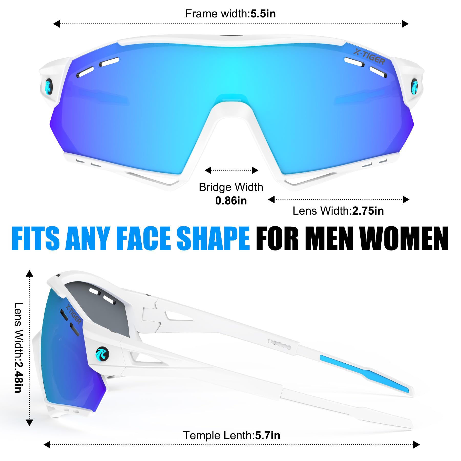 X-TIGER Gafas Ciclismo Hombre Polarizadas Gafas Ciclismo con 5 Lentes Intercambiables UV 400