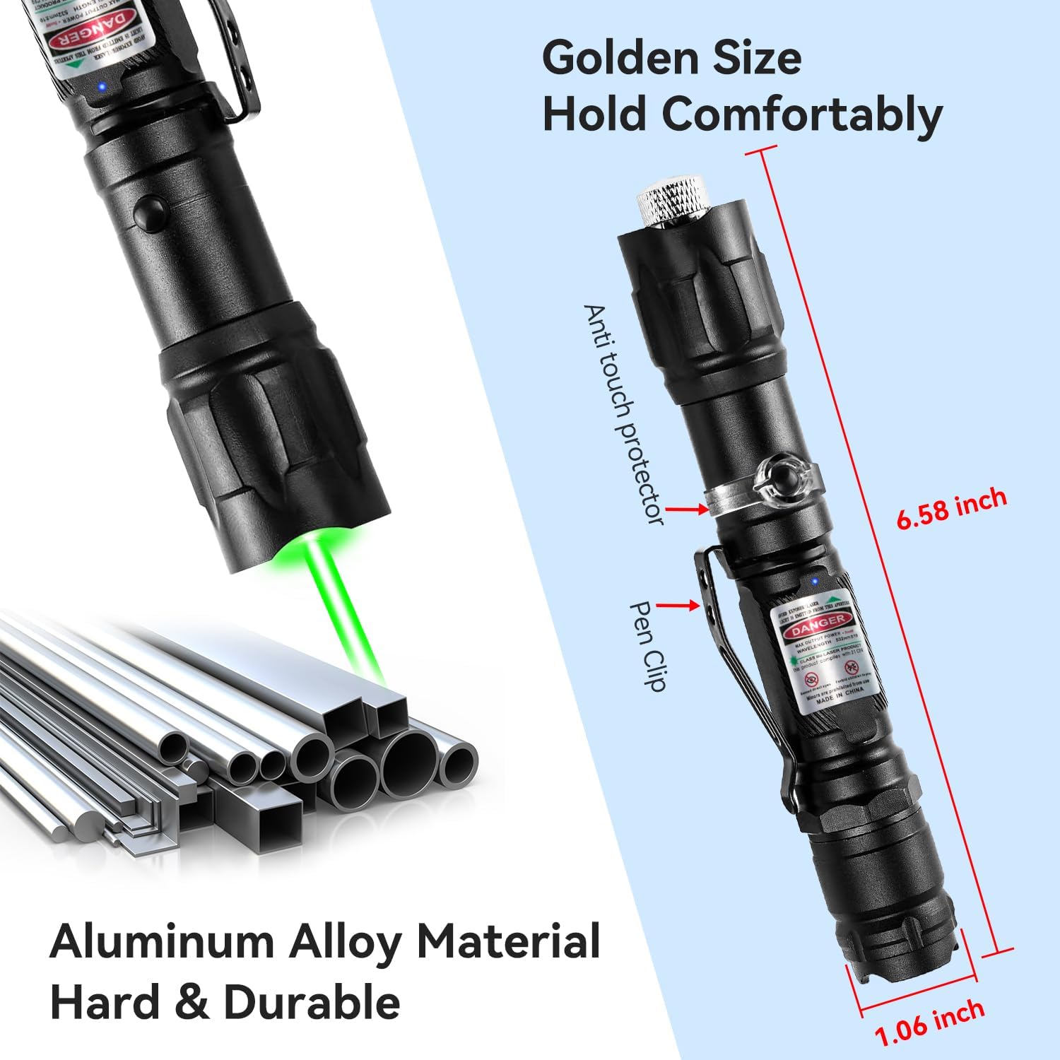 [4 Packs] Professional Rechargeable Green Line Light Flashlight Long Distance Range for TV/LED/LCD Screens Tactical Flashlights Presentation Office/Outdoors/Astronomic/Construction [002]