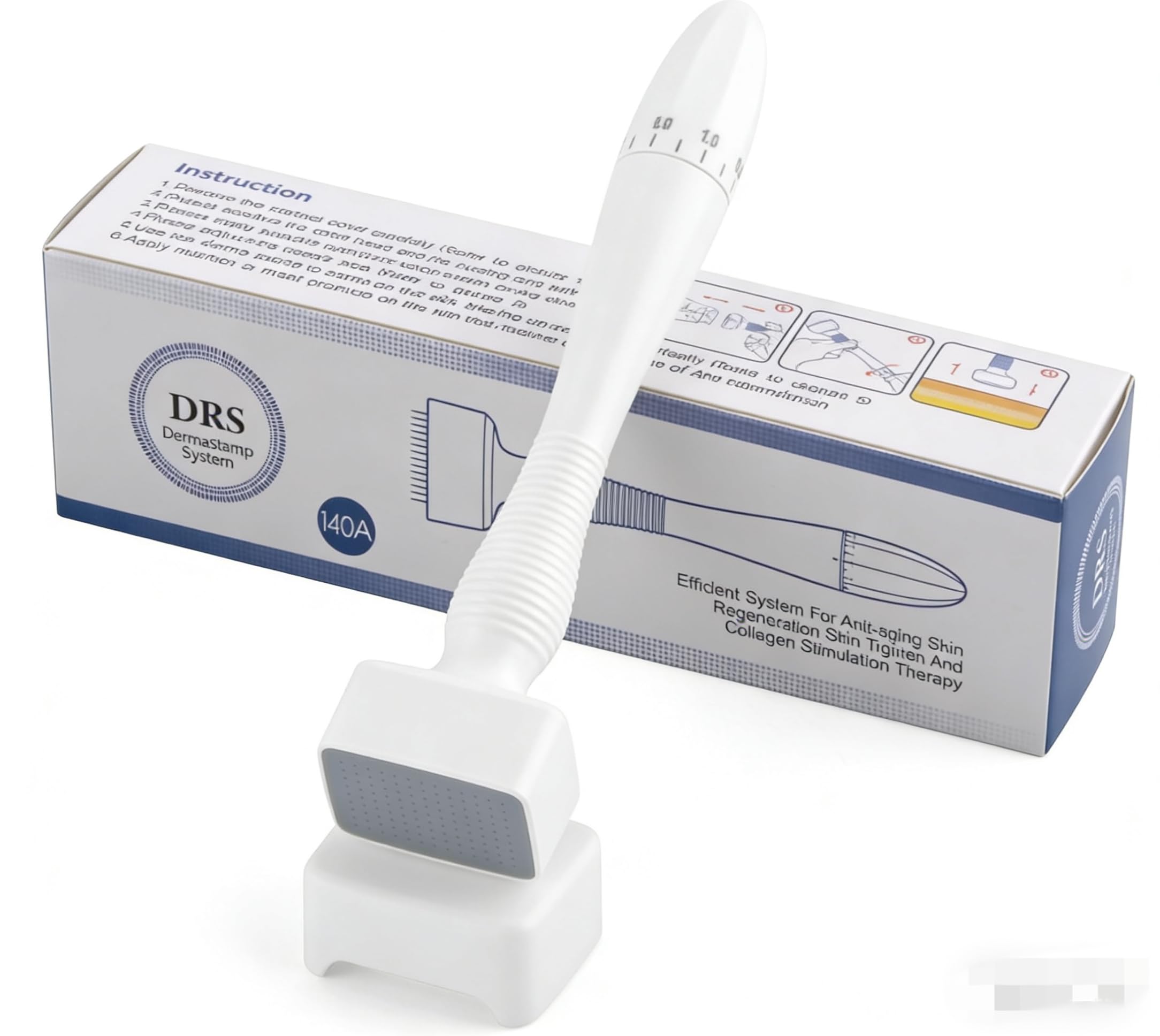 Derma Stamp Micro Needling Pen – regulowany mikroigłowanie Derma Pen z wałkiem i stemplem, wałek do mikroigłowania do pielęgnacji skóry, wałek do brody i brody dla mężczyzn