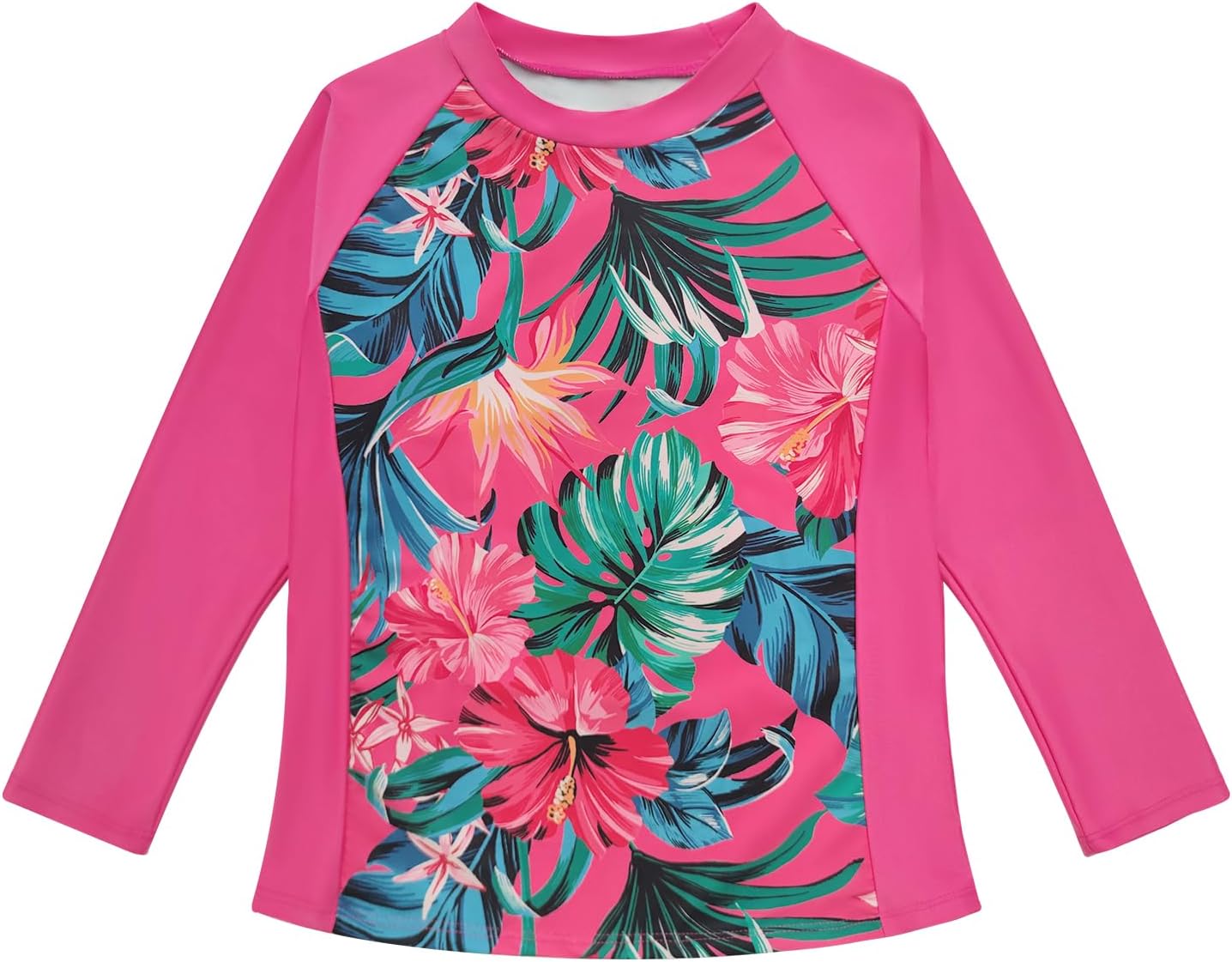 Girls Long Sleeve Two Piece Swimsuit Rash Guard with Shorts Printed Sun Protection Bathing Suit Swimwear 4-13Y
