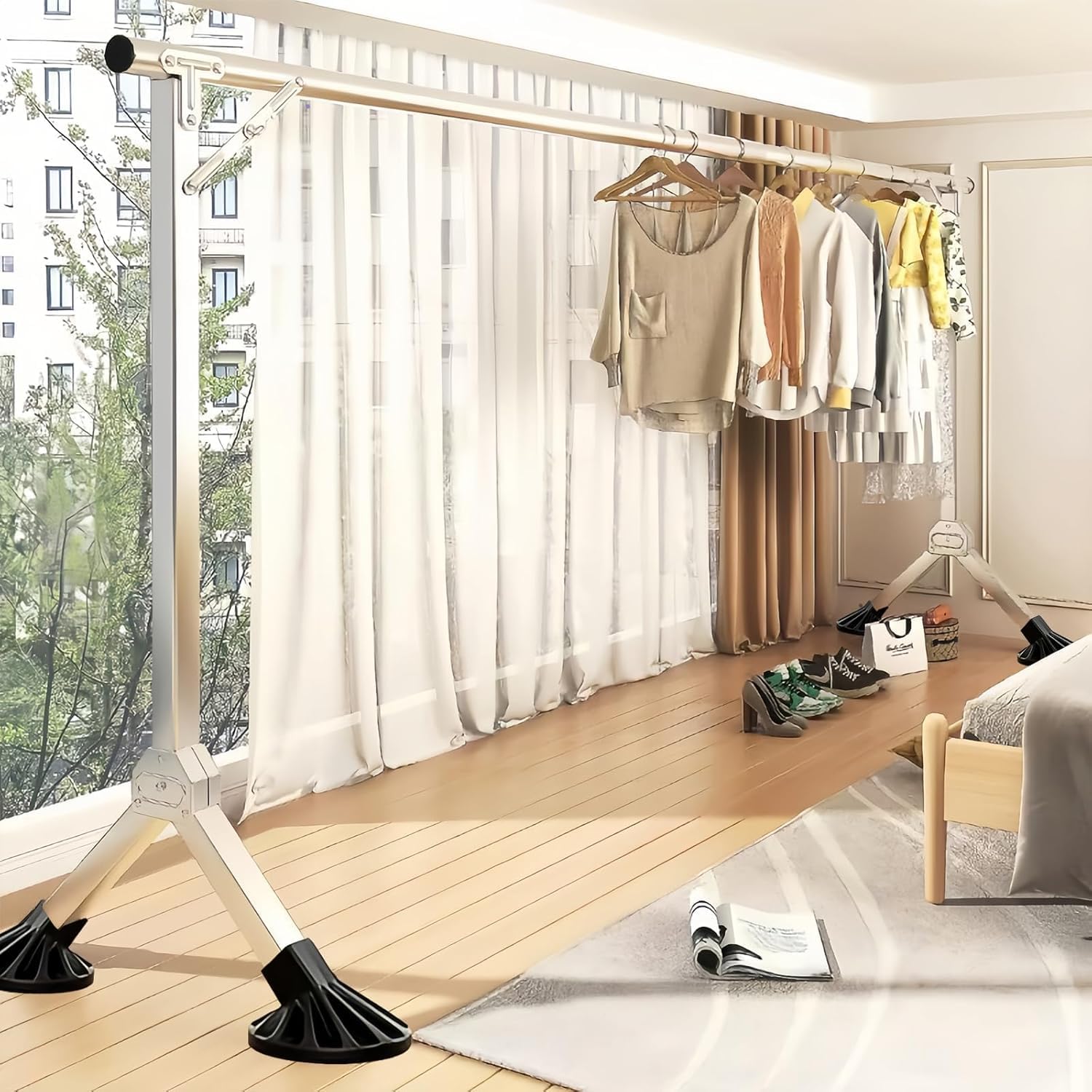 アコーディオン式 物干しスタンド コンパクトなサイズ 折り畳み