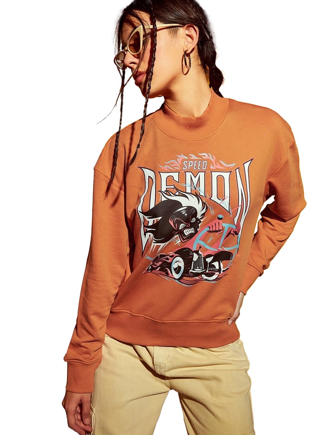 X Disney Cruella Women's Cotton Terry Oversized Fit Sweatshirt | Sweatshirt for Woman Winter Wear-image-18