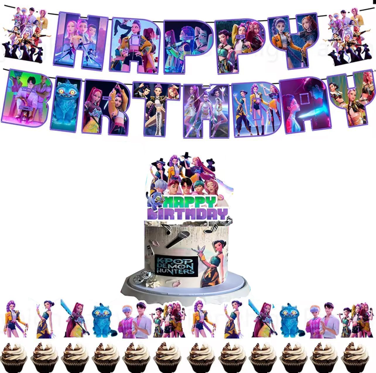 Birthday Decoration Kit, Anime and K-POP Themed Party Decorations, DIY Celebration Set for Girls, Includes Vibrant Decoration Items for Birthday Party-image-7