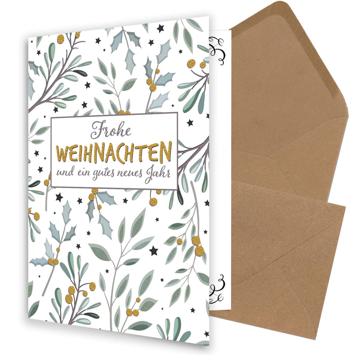NEUSER PAPIER 200x set di biglietti di Natale piccoli DIN A7 con motivo Babbo Natale rosso - biglietti pieghevoli con buste abbinate DIN C7 bianco naturale con incollaggio a umido