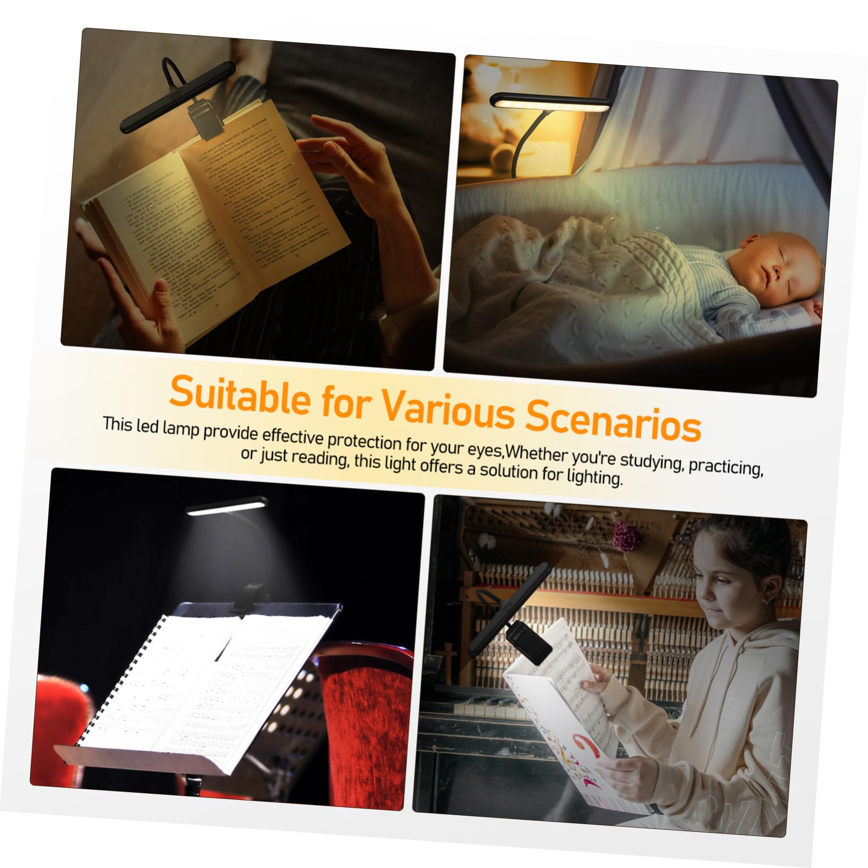 Lámpara de Lectura Recargable 27 Luces LED y Batería de 1000 Mah, Ligera Plástico, Adecuado para Lectura y Uso en Mesita de Noche