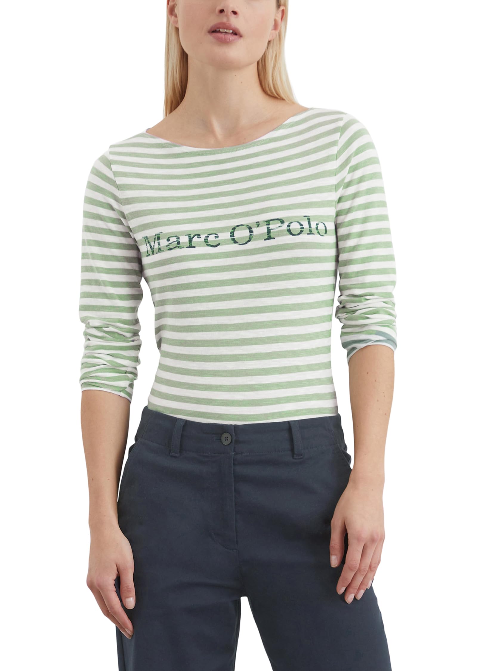 Marc O'Polo Damen Langarmshirt aus Bio-Baumwolle gestreift