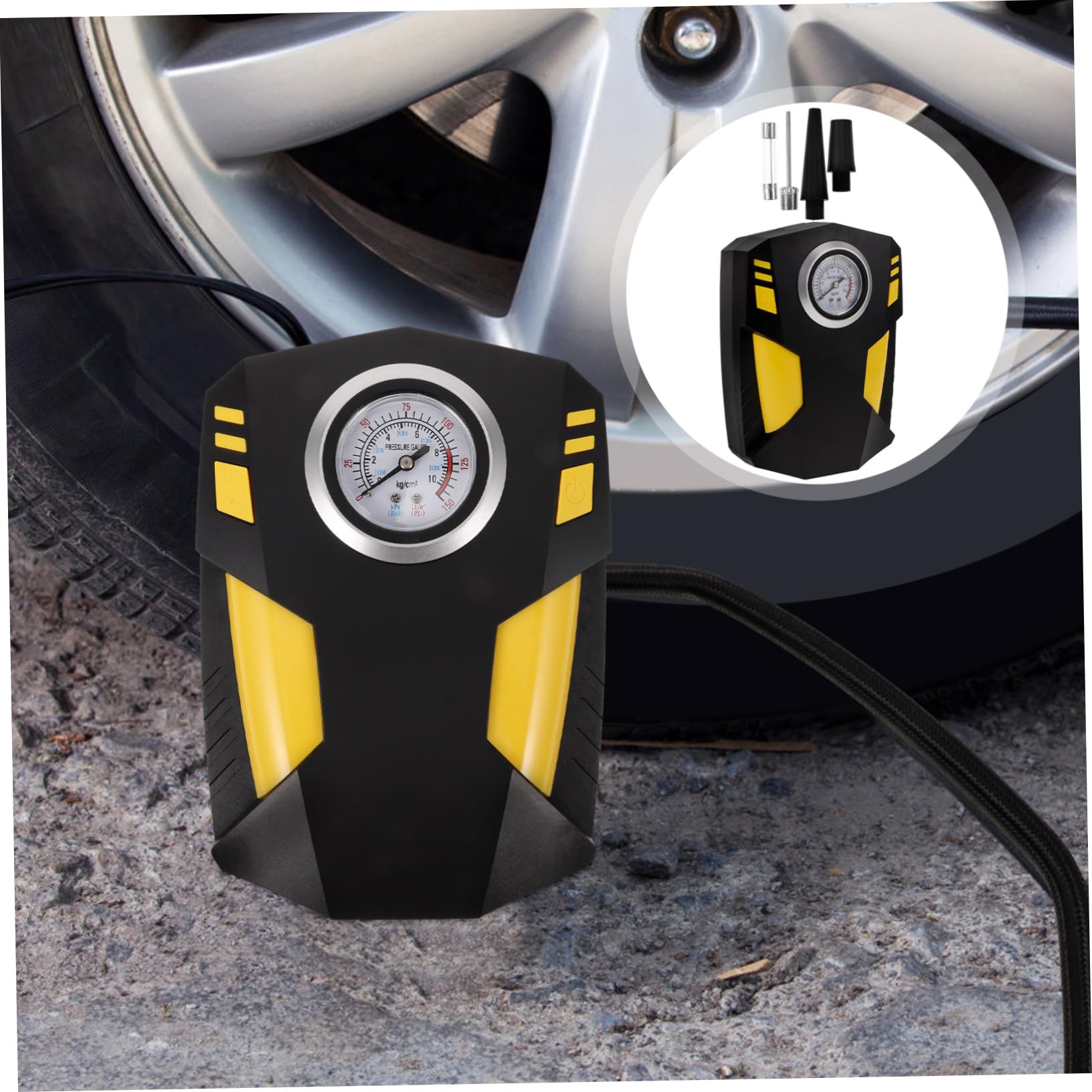 Compressore per Auto Portatile Pompa Gonfiaggio Regolabile, Display Digitale Intelligente, Materiale ABS, per Pneumatici e Palloni, Adatto a Veicoli di Varie Tipologie
