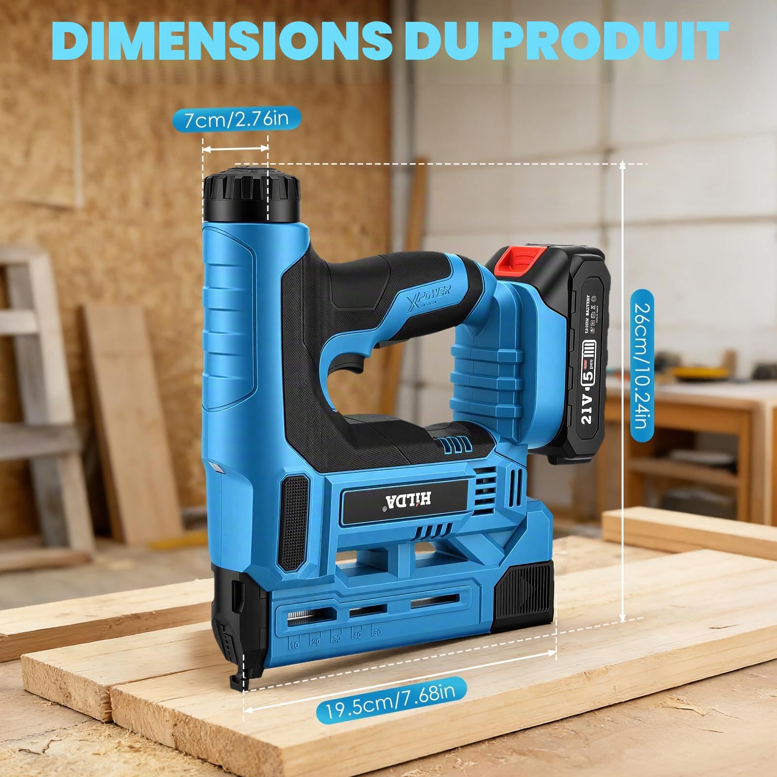 Kit de cloueuse électrique sans fil 18GA avec 2 batteries de 2,0 Ah et 1000 clous/agrafes, profondeur de clou réglable pour le travail du bois et le bricolage (Makita)