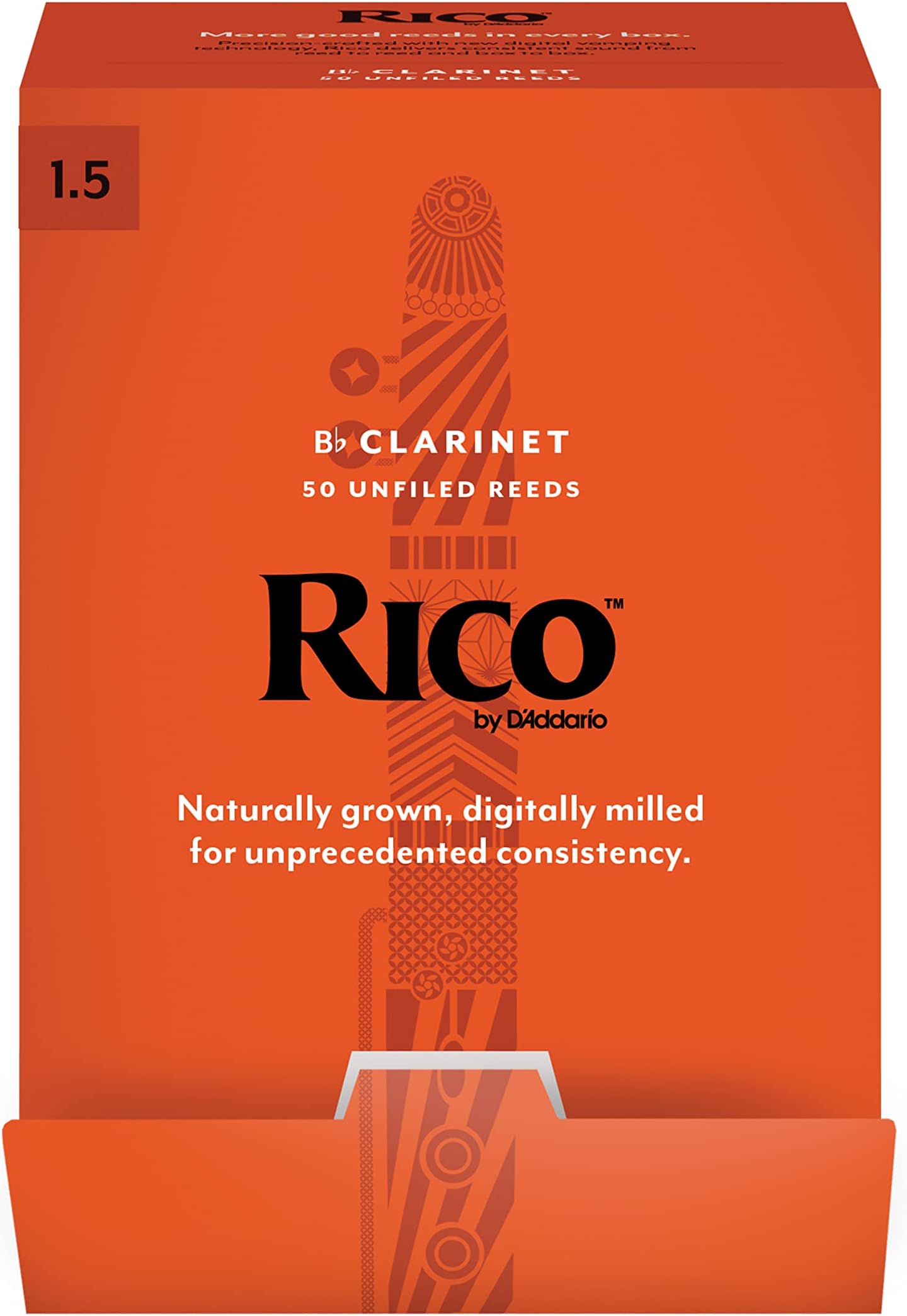 D’Addario Woodwinds - Rico Bb Clarinet Reeds - Reeds for Bb Clarinet - Crafted for Beginners, Students, Educators - Strength 1.5, 50-pack