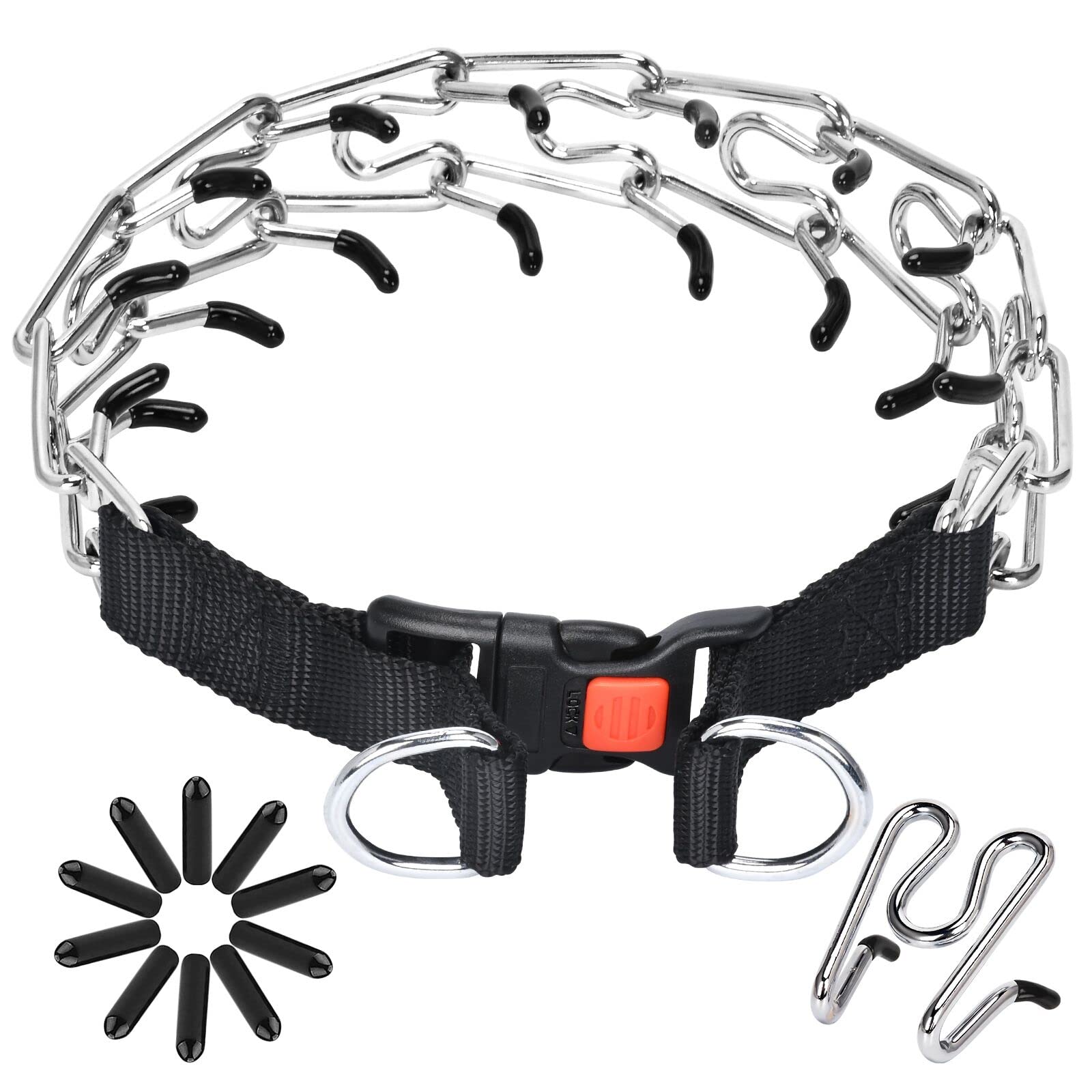 EVERFINEAdjustable Collar,No Pull Dog Collar, Dog Training Collar with Quick Release Buckle Comfortable Rubber Tips for Small Medium Large Dogs