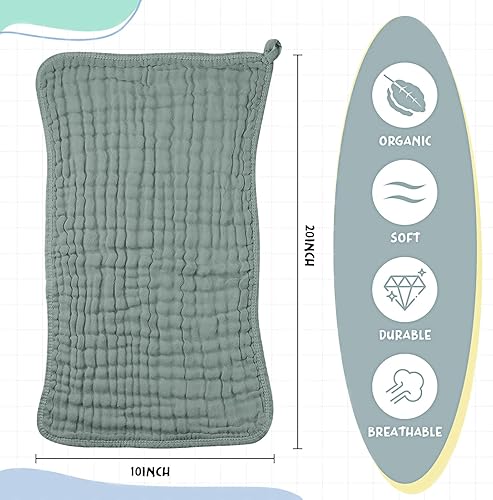 Miniatura 2 de Irenare - Gasas, pañales o toallitas faciales para bebés grandes de muselina, multicolor; con 6 capas absorbentes; 6 unidades, de 20 x 10 pulgadas.