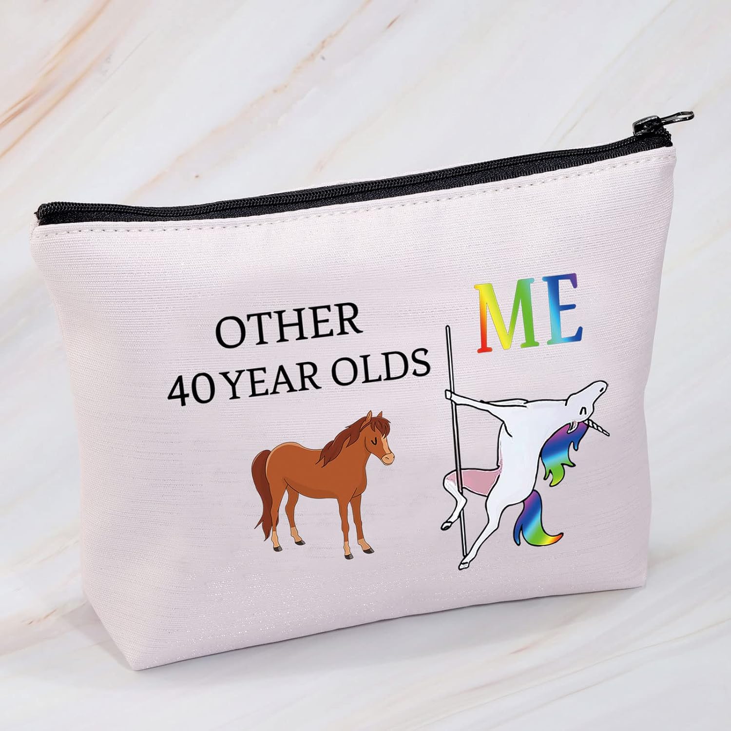40th Birthday Gifts for Women Other 40 Year Olds Me Unicorn Bag 40 and Fabulous Gift Bags 40th Birthday Makeup Bag Cosmetic Bag (40th Pink Bag) - Image 5