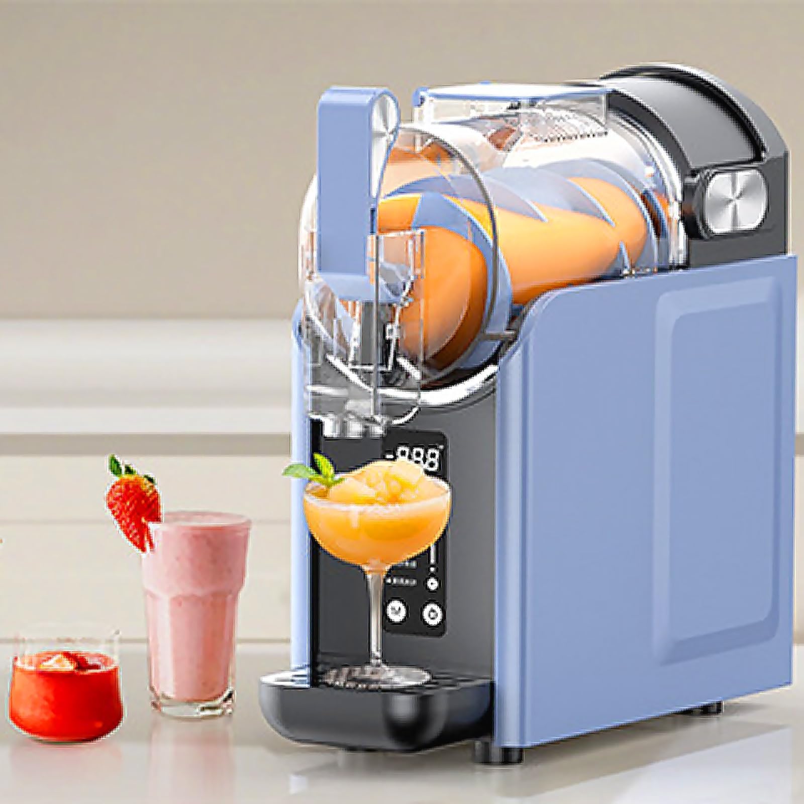 Machine à Granités, Machine à Granités Tout-en-Un sans Glaçons pour la Maison, Machine à Boissons Glacées Professionnelle, 5 Programmes Préréglés, Nettoyage Automatique