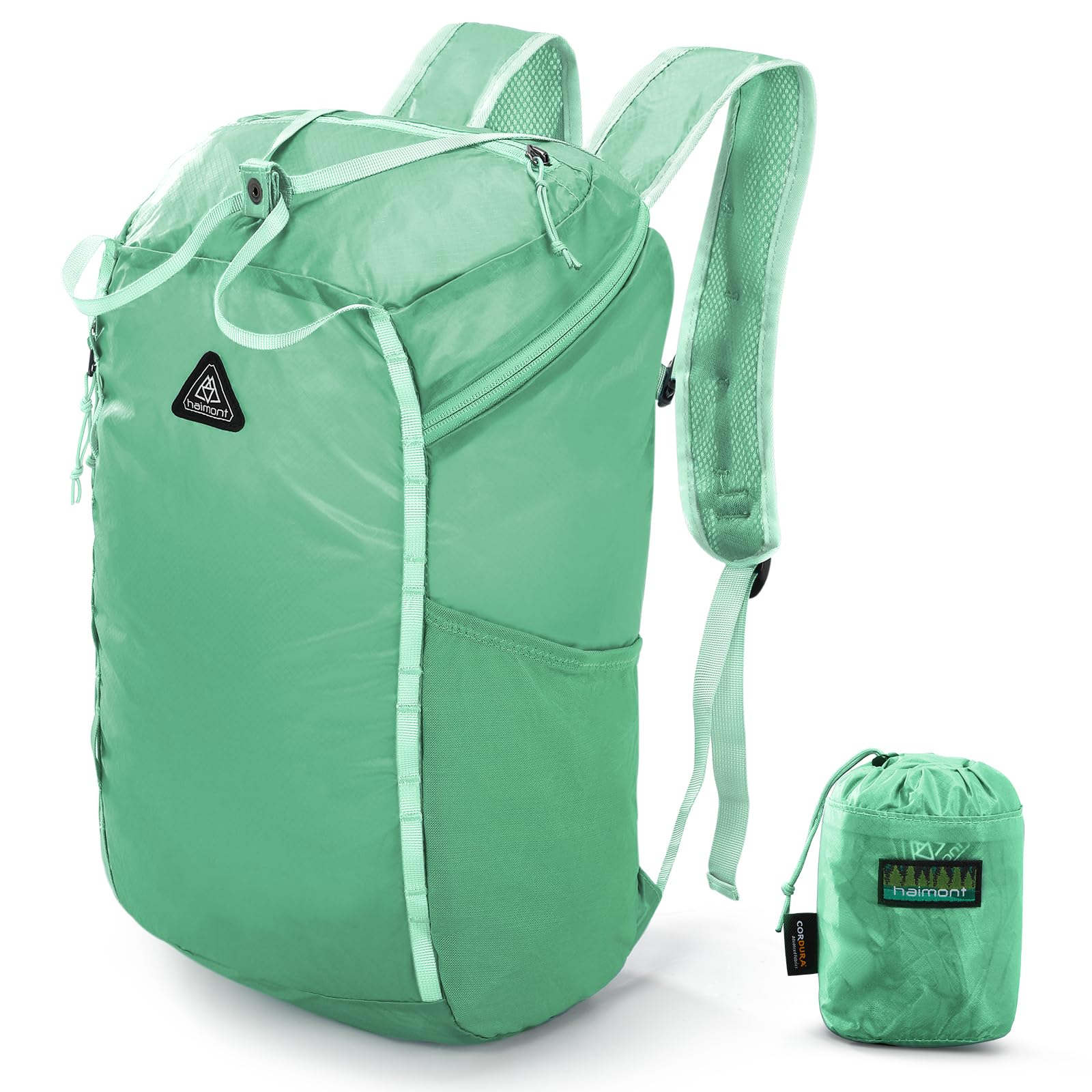 Haimont 25L Lightweight Hiking Backpack Men Women, Packable Day Packs With Compact Size for Travel, Camping, Gears, Outdoor, Beach, Green